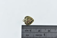 Load image into Gallery viewer, 21K Pave Sapphire Ruby Peridot Heart Charm/Pendant Yellow Gold