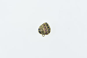 21K Pave Sapphire Ruby Peridot Heart Charm/Pendant Yellow Gold