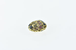 21K Pave Sapphire Ruby Peridot Heart Charm/Pendant Yellow Gold