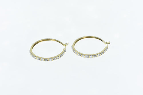 10K 1.00 Ctw Diamond Classic Hoop Vintage Earrings Yellow Gold