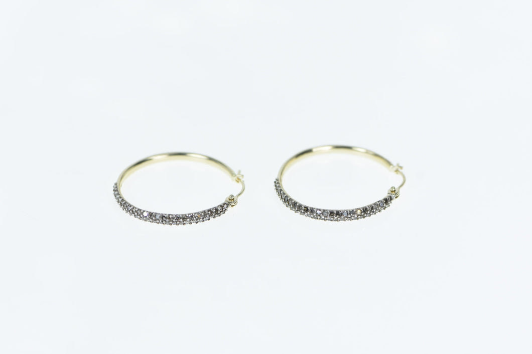 14K 0.75 Ctw Pave Fancy Diamond Hoop Earrings Yellow Gold