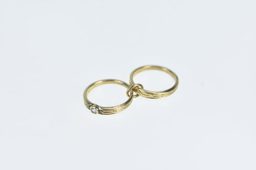 14K Art Deco Engagement Bridal Set Ring Charm/Pendant Yellow Gold