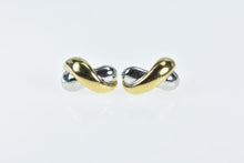 Load image into Gallery viewer, 14K Puffy Twist X Criss Cross Semi Hoop Earrings Yellow Gold