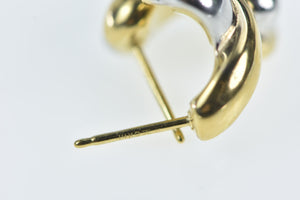 14K Puffy Twist X Criss Cross Semi Hoop Earrings Yellow Gold