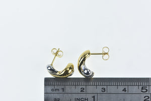 14K Puffy Twist X Criss Cross Semi Hoop Earrings Yellow Gold