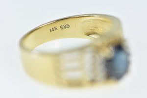 14K Sapphire Diamond Statement Vintage Ring Yellow Gold