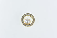 Load image into Gallery viewer, 14K 0.25 Ctw Diamond Pearl Circle Round Pendant Yellow Gold