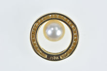 Load image into Gallery viewer, 14K 0.25 Ctw Diamond Pearl Circle Round Pendant Yellow Gold