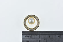 Load image into Gallery viewer, 14K 0.25 Ctw Diamond Pearl Circle Round Pendant Yellow Gold