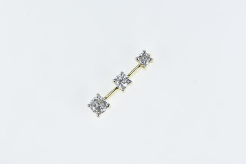 14K 0.75 Ctw Tiered Diamond Vintage Bar Pendant Yellow Gold