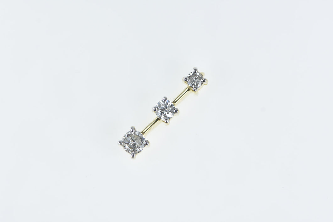 14K 0.75 Ctw Tiered Diamond Vintage Bar Pendant Yellow Gold