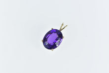 Load image into Gallery viewer, 14K Oval Amethyst Vintage Solitaire Classic Pendant Yellow Gold