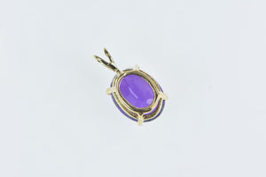 14K Oval Amethyst Vintage Solitaire Classic Pendant Yellow Gold