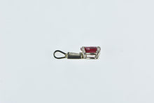 Load image into Gallery viewer, 14K Pear Syn. Ruby Baguette Diamond Classic Pendant White Gold