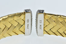 Load image into Gallery viewer, Sterling Silver Pave CZ Encrusted Woven Braid Cuff Bracelet 6.75&quot;