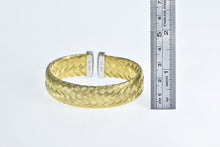 Load image into Gallery viewer, Sterling Silver Pave CZ Encrusted Woven Braid Cuff Bracelet 6.75&quot;