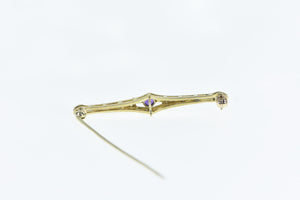 14K Art Deco Amethyst Ornate Classic Pin/Brooch Yellow Gold