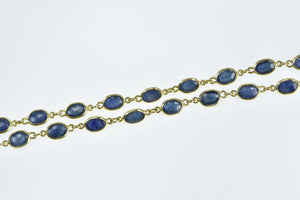 14K 27.00 Ctw Natural Sapphire Cabochon Necklace 16.25" Yellow Gold