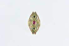 Load image into Gallery viewer, 18K 3.39 Ctw Ruby Sapphire Emerald Encrusted Ring Yellow Gold