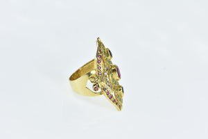 18K 3.39 Ctw Ruby Sapphire Emerald Encrusted Ring Yellow Gold