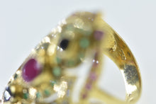 Load image into Gallery viewer, 18K 3.39 Ctw Ruby Sapphire Emerald Encrusted Ring Yellow Gold