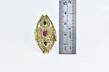 Load image into Gallery viewer, 18K 3.39 Ctw Ruby Sapphire Emerald Encrusted Ring Yellow Gold