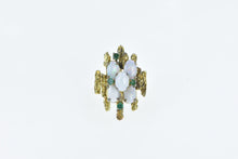 Load image into Gallery viewer, 14K Opal Emerald Layered Cluster Cocktail Ring Yellow Gold