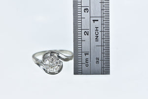 14K 0.21 Ct Round Diamond Cluster Bypass Ring White Gold