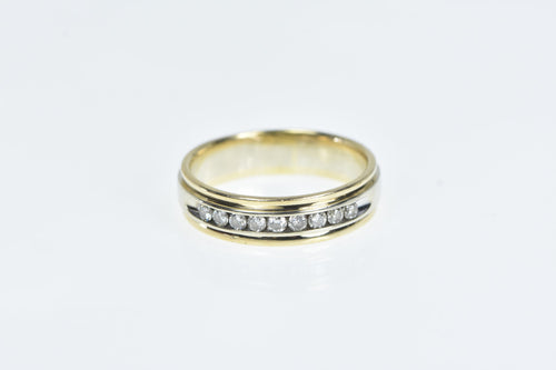 14K 0.50 Ctw Men's Two Tone Diamond Wedding Ring Yellow Gold