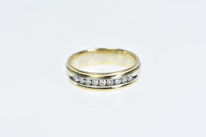 14K 0.50 Ctw Men's Two Tone Diamond Wedding Ring Yellow Gold