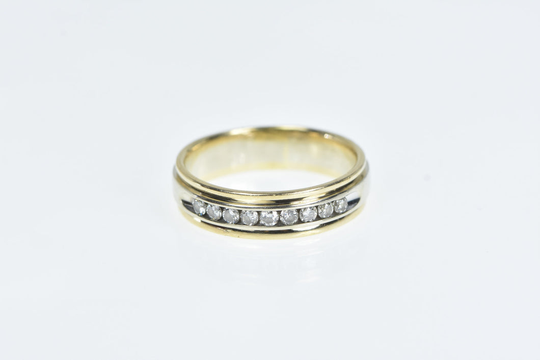 14K 0.50 Ctw Men's Two Tone Diamond Wedding Ring Yellow Gold