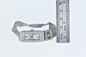 Platinum 1.50 Ctw Art Deco Diamond Mesh Chain Women's Watch