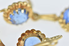 Load image into Gallery viewer, 18K 1940&#39;s Syn. Sapphire Ornate Dangle Earrings Yellow Gold