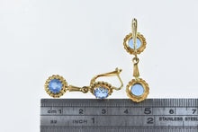 Load image into Gallery viewer, 18K 1940&#39;s Syn. Sapphire Ornate Dangle Earrings Yellow Gold