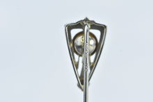 Load image into Gallery viewer, 18K 4.4mm Art Deco Pearl Ornate Statement Stick Pin White Gold