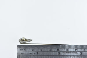 18K 4.4mm Art Deco Pearl Ornate Statement Stick Pin White Gold