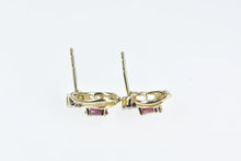 Load image into Gallery viewer, 14K Oval Tourmaline Diamond Cluster Stud Earrings Yellow Gold