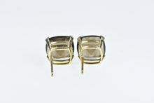 Load image into Gallery viewer, 14K Cushion Smoky Quartz Solitaire Stud Earrings Yellow Gold