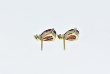 Load image into Gallery viewer, 14K Pear Garnet Diamond Accent Vintage Stud Earrings Yellow Gold