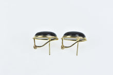 Load image into Gallery viewer, 14K Black Onyx Cabochon Vintage French Clip Earrings Yellow Gold