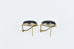 14K Black Onyx Cabochon Vintage French Clip Earrings Yellow Gold