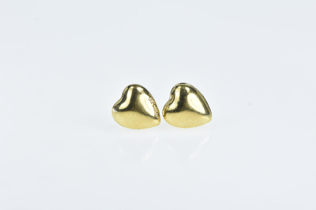 Gold Filled Puffy Heart Love Symbol Vintage Stud Earrings