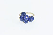 Load image into Gallery viewer, 14K Lapis Lazuli Ball Bead Tassel Fringe Charm Ring Yellow Gold