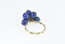 Load image into Gallery viewer, 14K Lapis Lazuli Ball Bead Tassel Fringe Charm Ring Yellow Gold