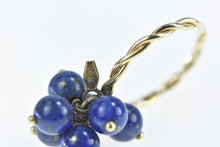 Load image into Gallery viewer, 14K Lapis Lazuli Ball Bead Tassel Fringe Charm Ring Yellow Gold