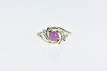 Load image into Gallery viewer, 14K 1960&#39;s Vintage Syn. Ruby Diamond Swirl Ring Yellow Gold