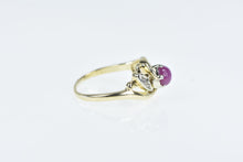 Load image into Gallery viewer, 14K 1960&#39;s Vintage Syn. Ruby Diamond Swirl Ring Yellow Gold