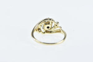 14K 1960's Vintage Syn. Ruby Diamond Swirl Ring Yellow Gold