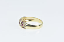 Load image into Gallery viewer, 10K Ruby Diamond Striped Textured Band Ring Yellow Gold