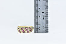 Load image into Gallery viewer, 10K Ruby Diamond Striped Textured Band Ring Yellow Gold